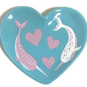 Narwhal 6" Trinket Dishes Pink Hearts 2 Pcs NEW